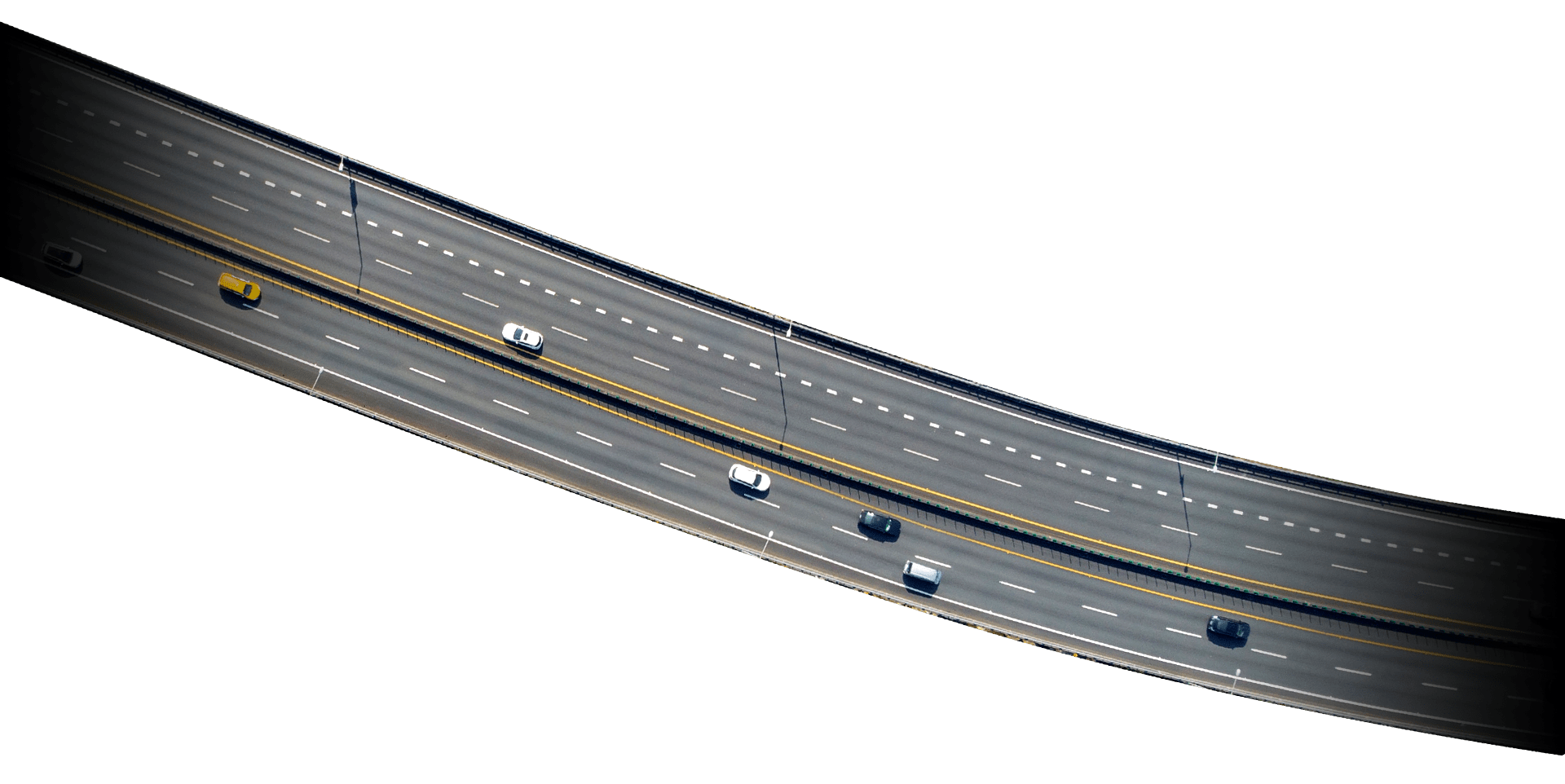 overhead view of vehicles on a highway