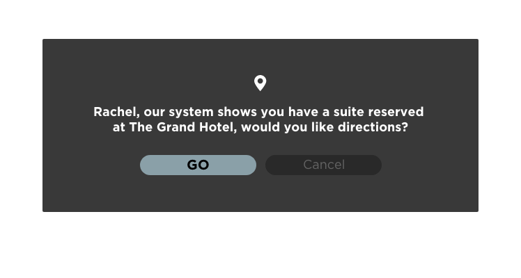 notification box asking if you'd like direction to the hotel reserved through convenience service
