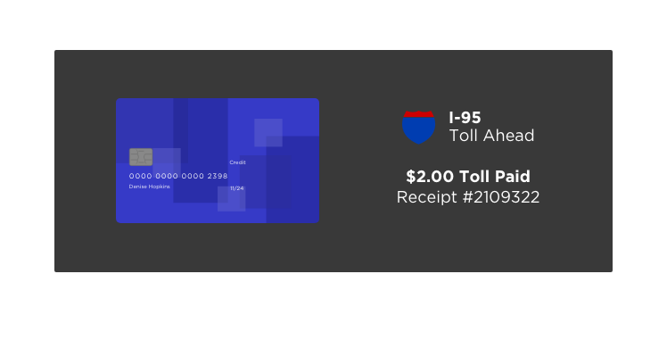 notification box indicating that the toll has been automatically paid